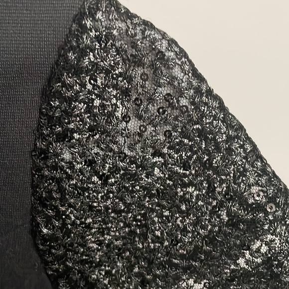 Gray dress with sequin & lace short sleeves. Great condition. - Picture 3 of 5